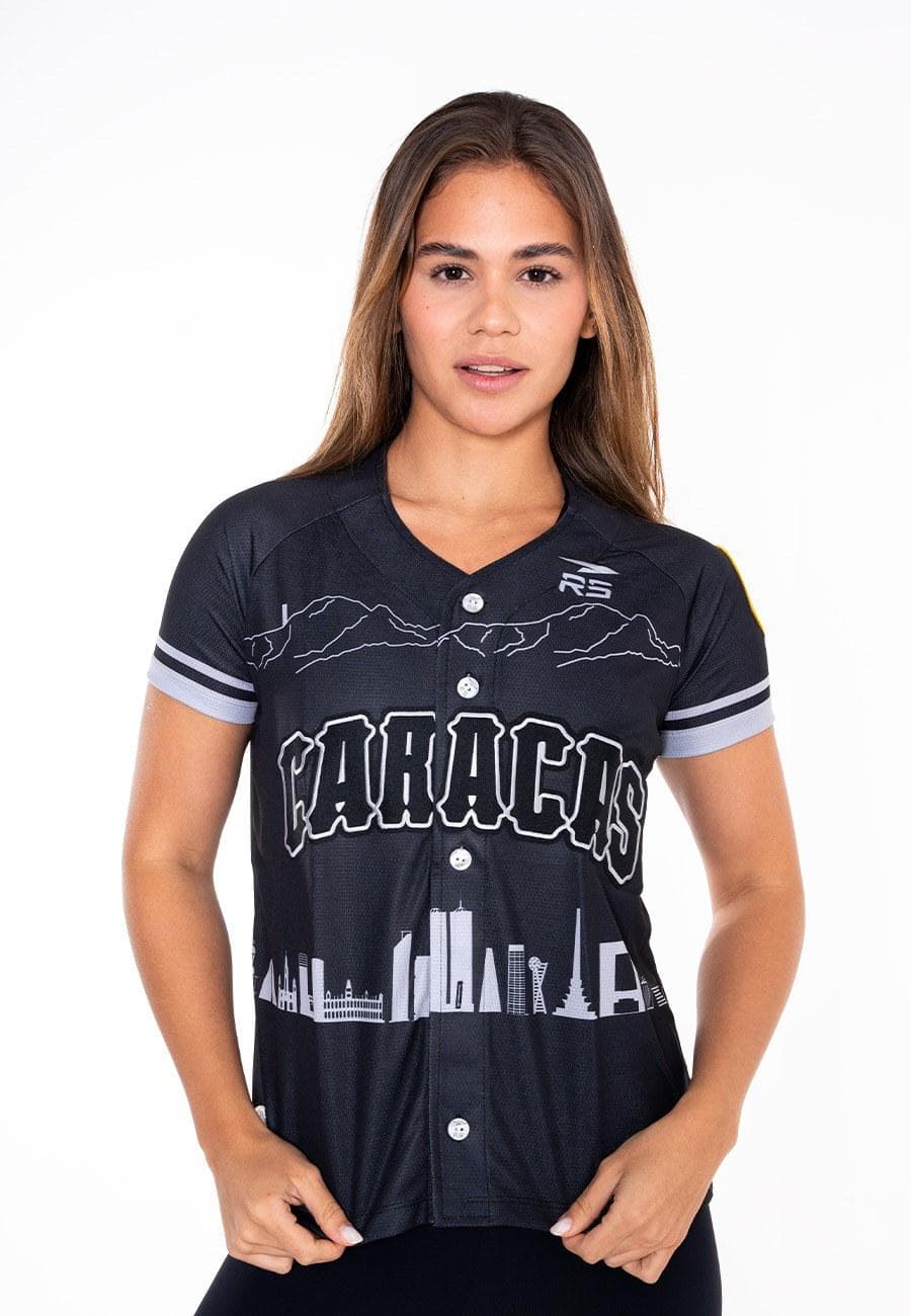 CAMISA DE JUEGO OFICIAL  DAMA CAMPEONES LEONES DEL CARACAS -  NEGRO/GRIS - 1